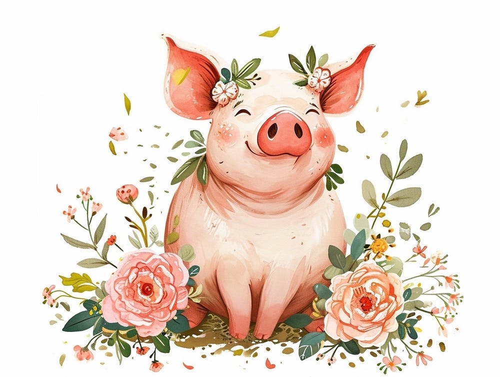 Little Floral Pig 1