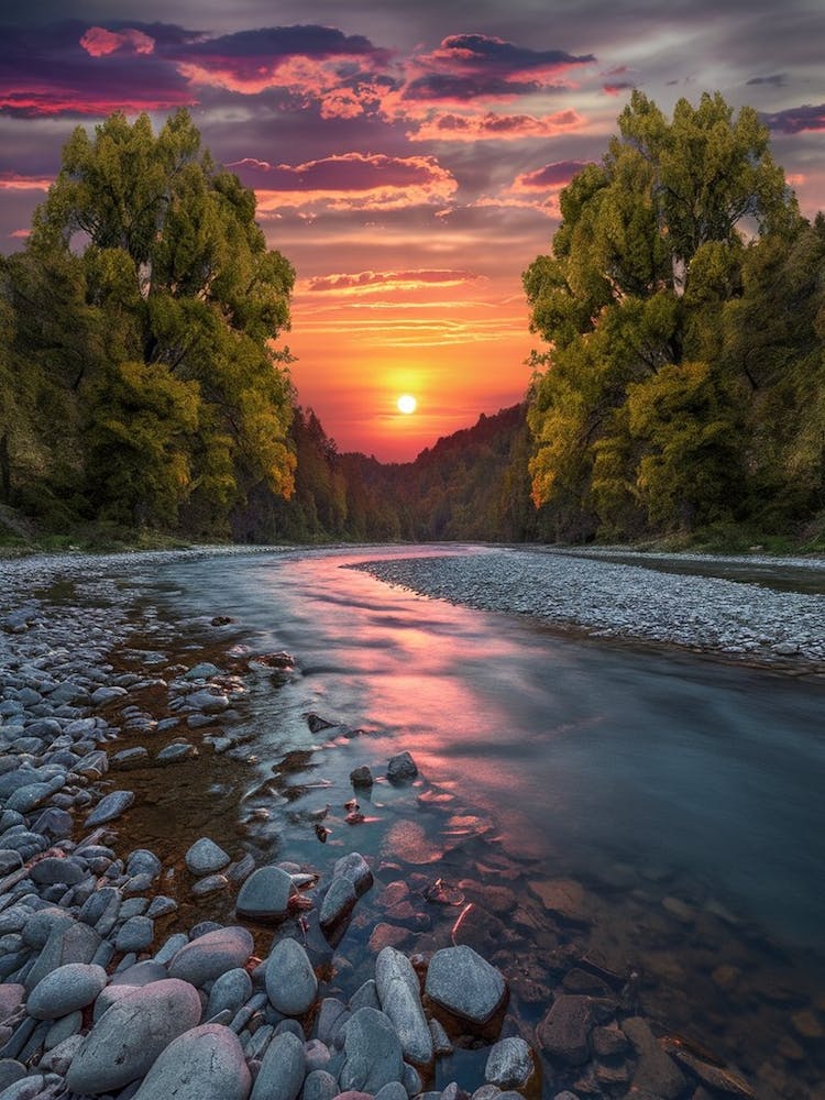 Sunset Over The River 4