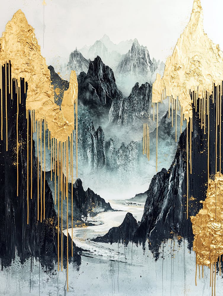 Blue Ridge Golden Peaks - Geometrisches Gold