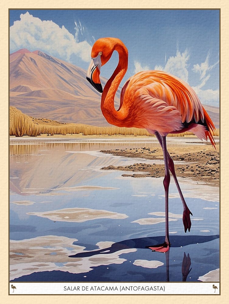 Greater Flamingo Salar De Atacama Antofagasta Tropical Illustration 1 Poster