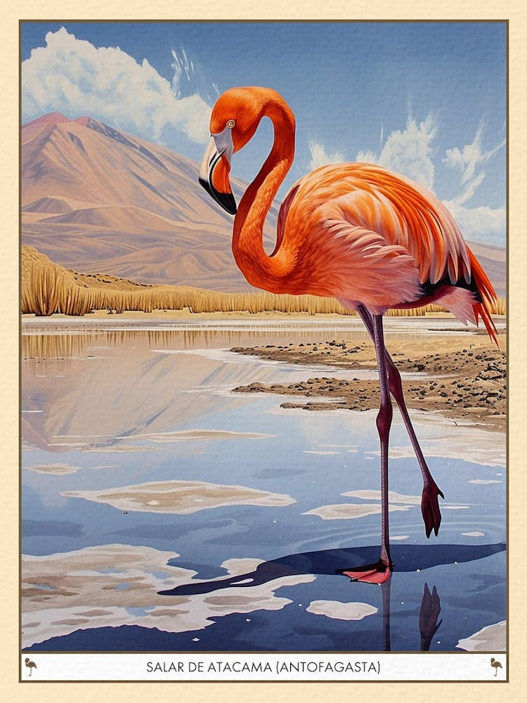 Greater Flamingo Salar De Atacama Antofagasta Tropical Illustration 1 Poster