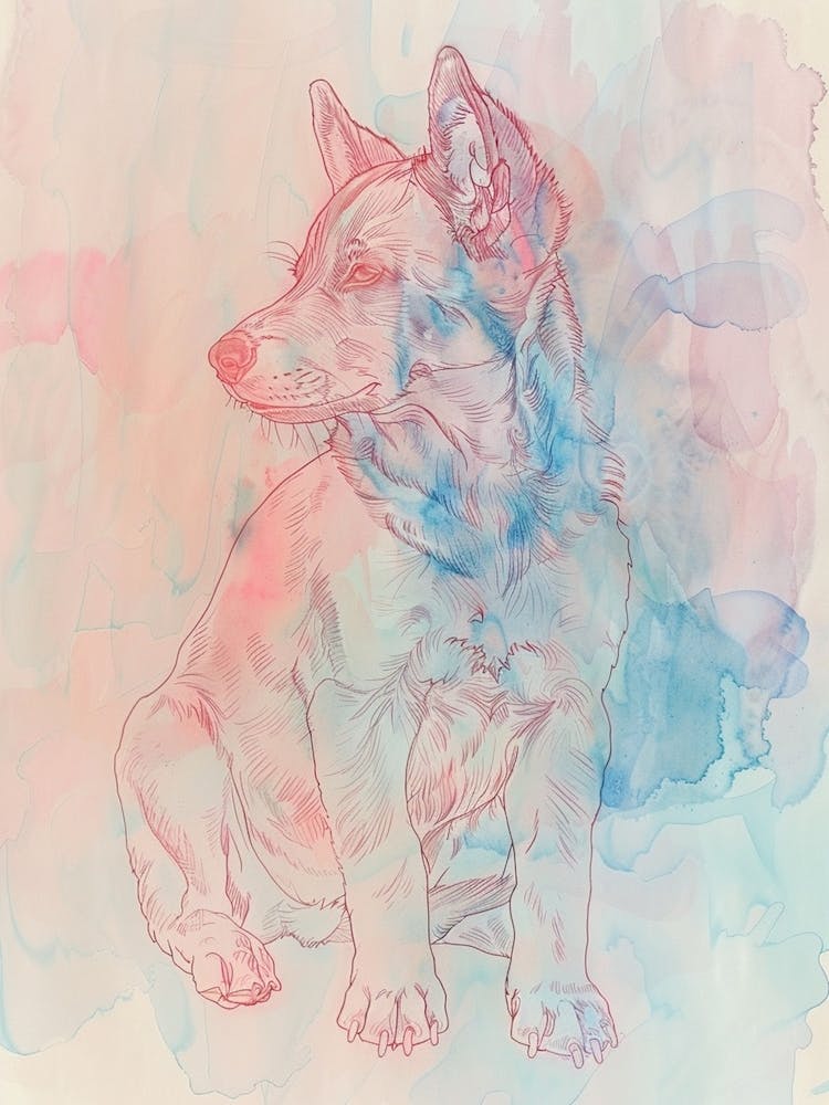 Colourful Swedish Vallhund Line Illustration 3