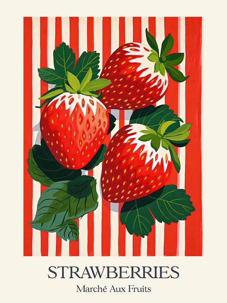 Marche Aux Fruits Strawberries Fruit Summer Illustration 2