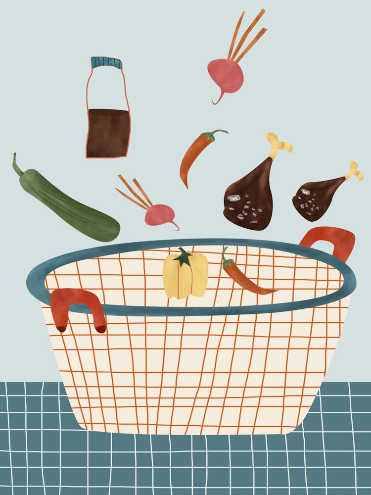 Illustration Of Vegetables In A Basket