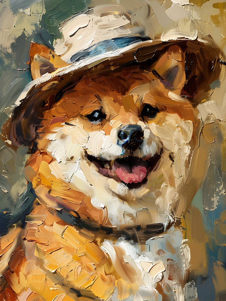 Oil Painting Smiling Shiba Inu 9