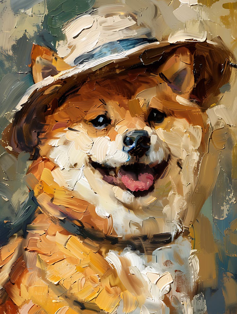 Oil Painting Smiling Shiba Inu 9