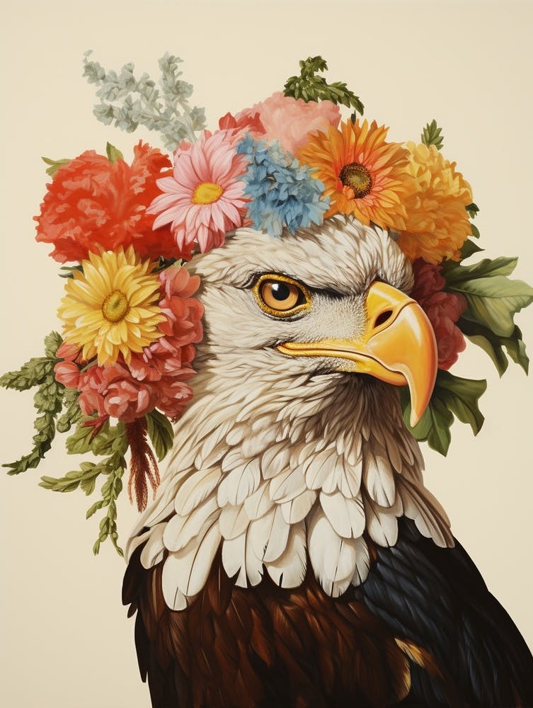 Vogel mit Blumenkrone Adler 4
