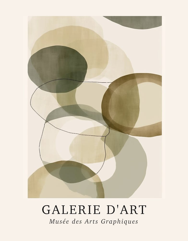Galerie D'Art Abstract Abstract Circles Beige Green 8