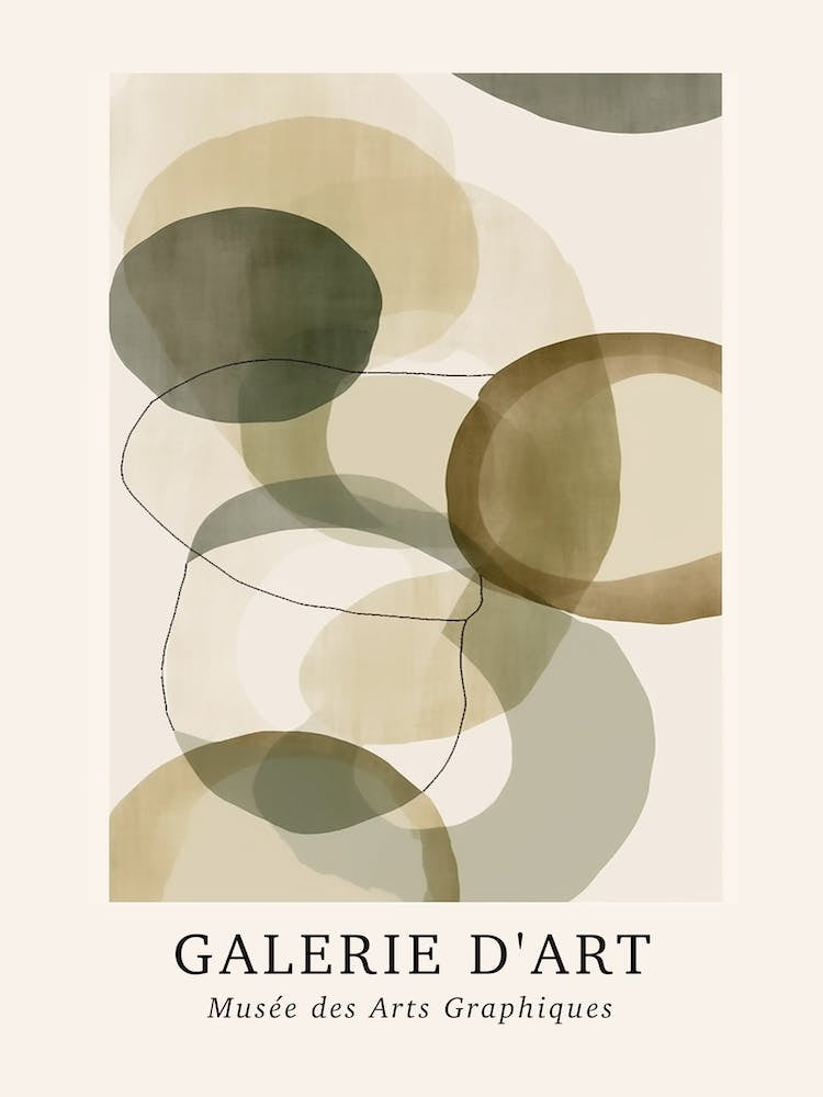 Galerie D'Art Abstract Abstract Circles Beige Green 8