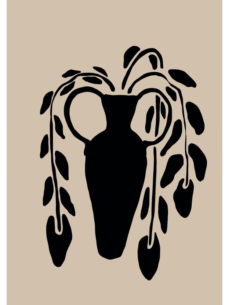 Vase With Leaves Abstract Drawing 1