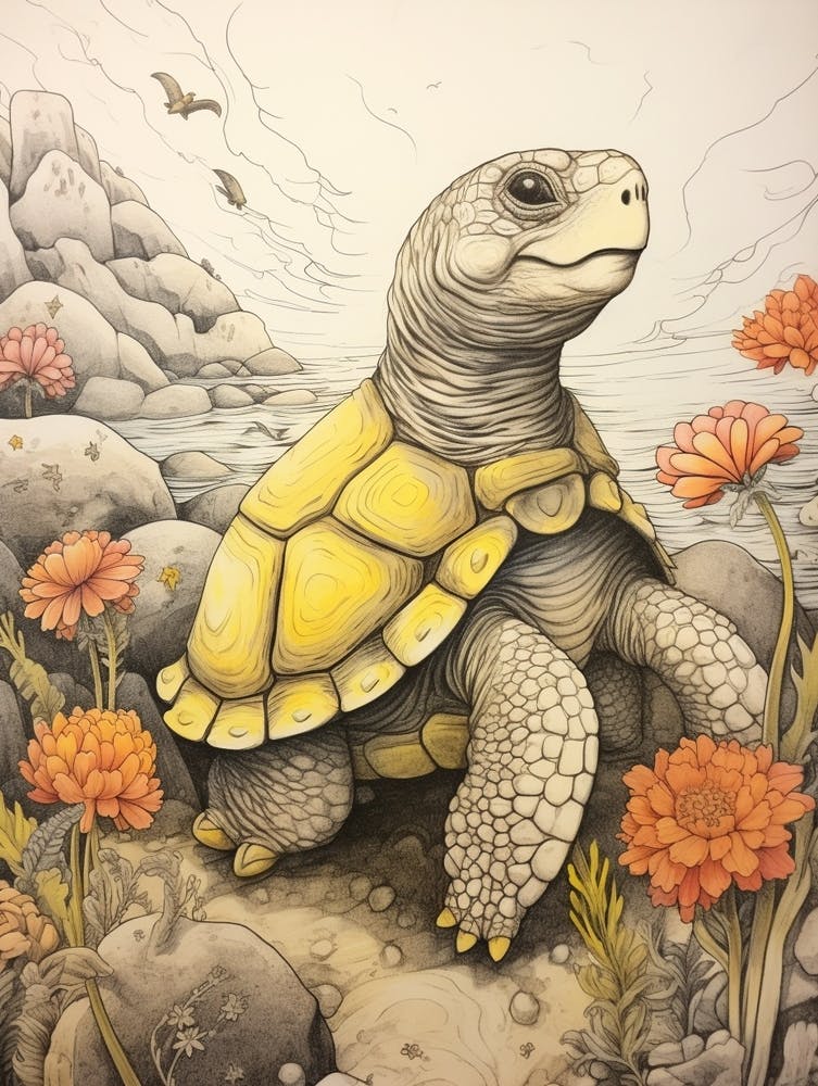 Storybook Animal Watercolour Sea Turtle
