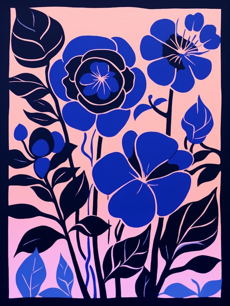 Blue Flower Illustration Rose 3