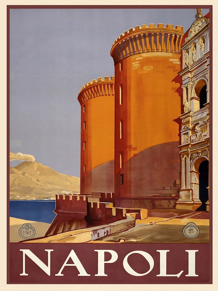 Vintage Napoli Travel Poster, Dawn Hudson