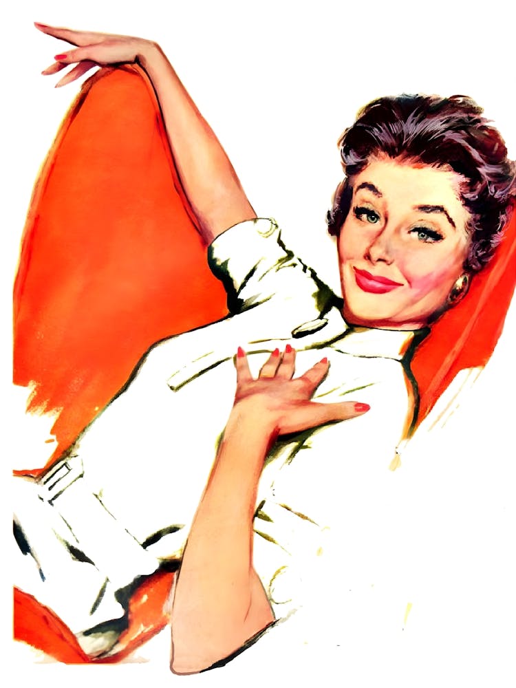 Happy And Restful Woman, Vintage Poster