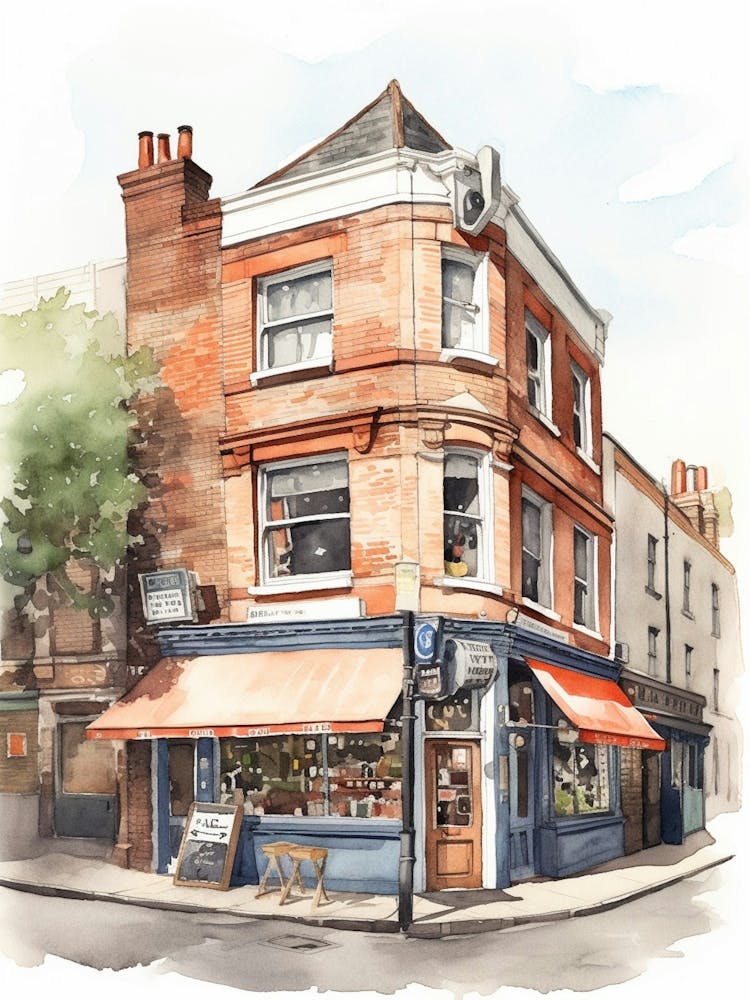 Dalston London Neighborhood, Watercolour 4