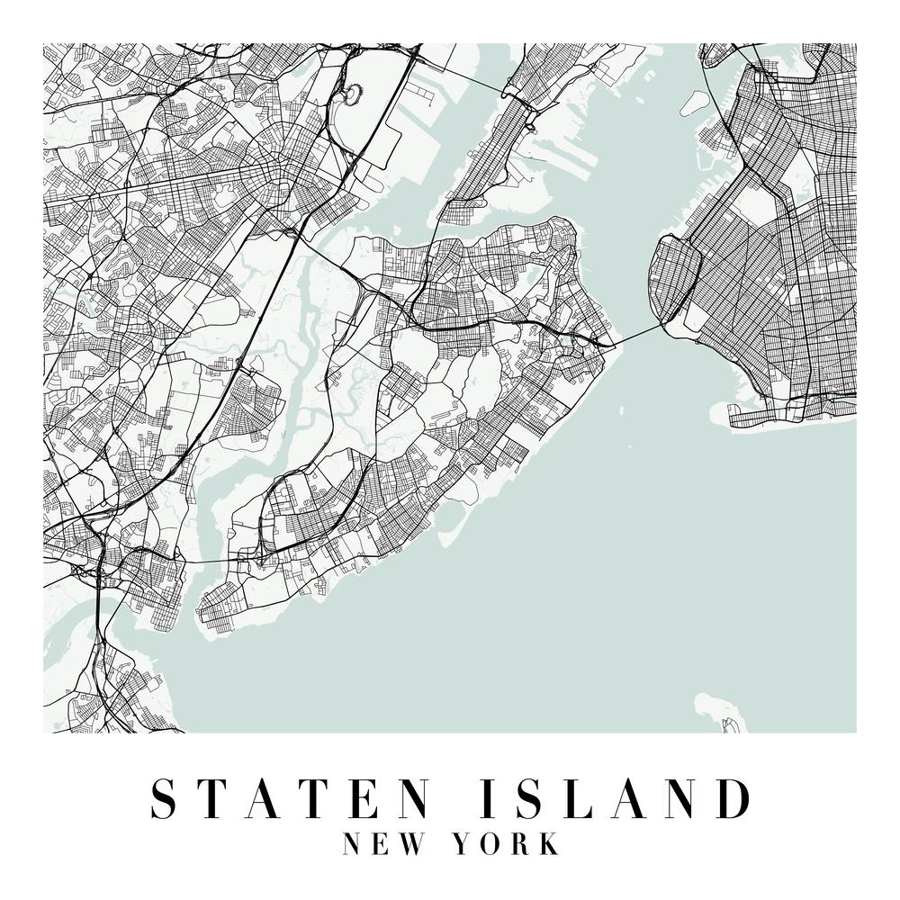 Staten Island New York Stadtkarte Minimalistisch Farbe Quadratisch