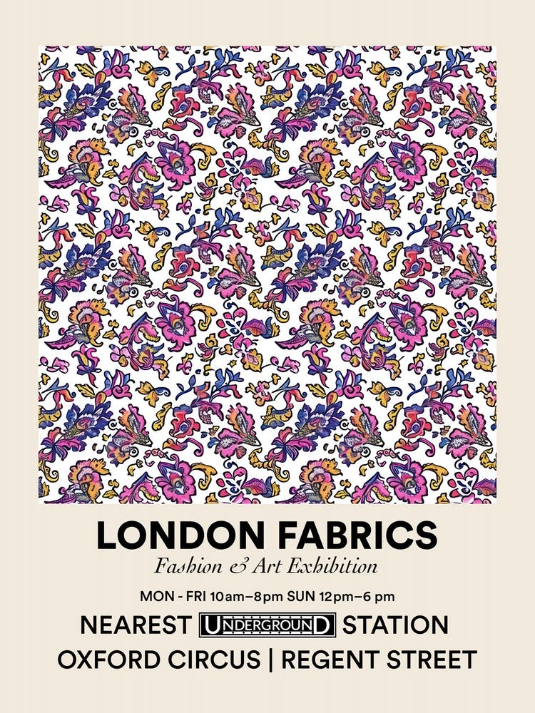 Poster Aster Bloom London Fabrics Floral Pattern 4