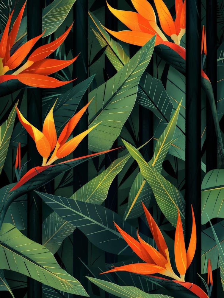 Bird Of Paradise Seamless Pattern 14