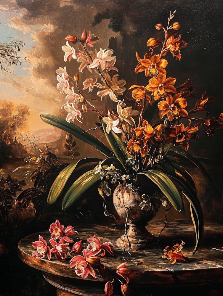 Baroque Floral Still Life Monkey Orchid 2
