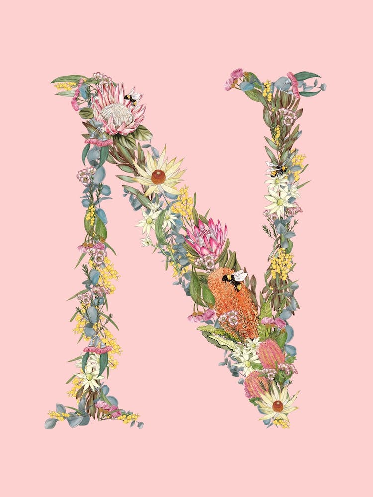 N Pink Alphabet Letter