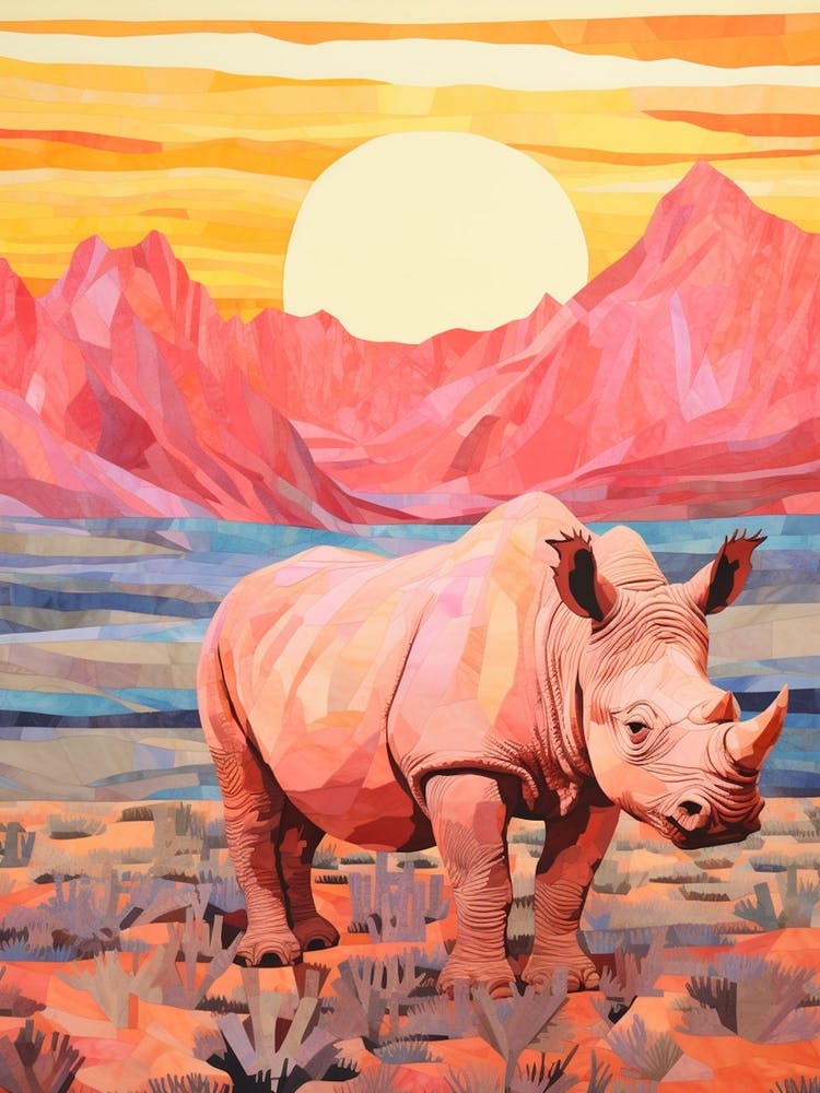 Nashorn mit der Sonne Patchwork 2