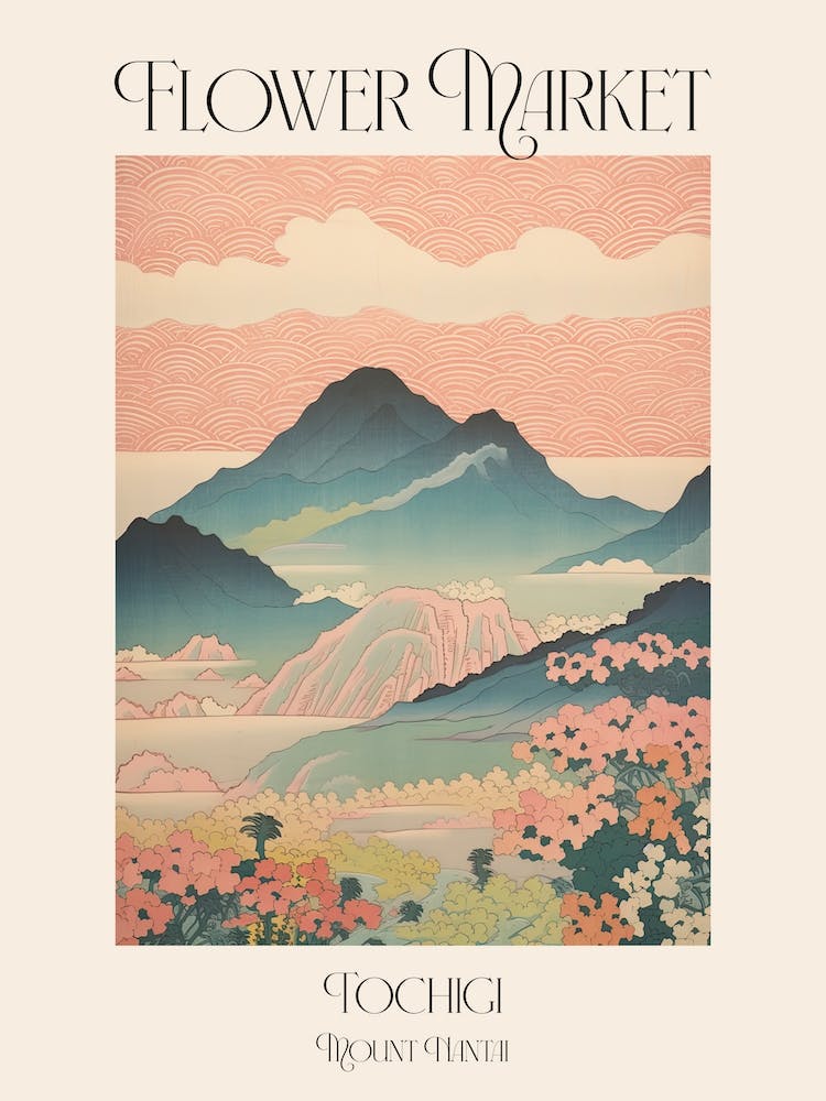 Blumenmarkt Mount Nantai in Tochigi, Japanische Landschaft Poster 3