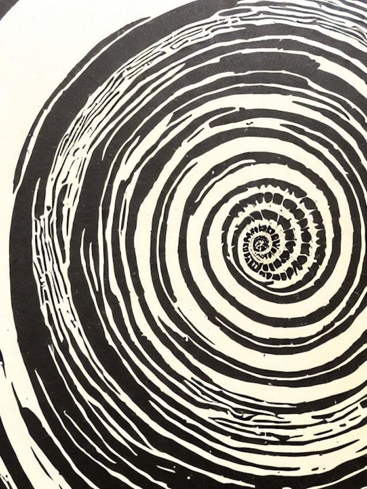 Ammonites Linocut