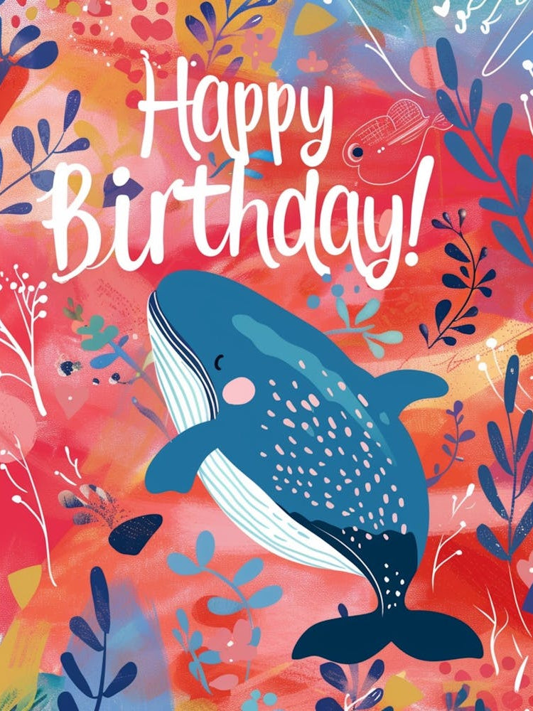 White Happy Birthday! Calligraphy On A Multicolor Background