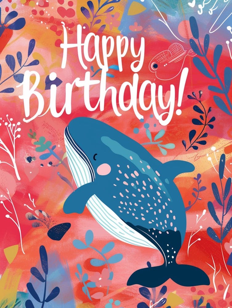 White Happy Birthday! Calligraphy On A Multicolor Background