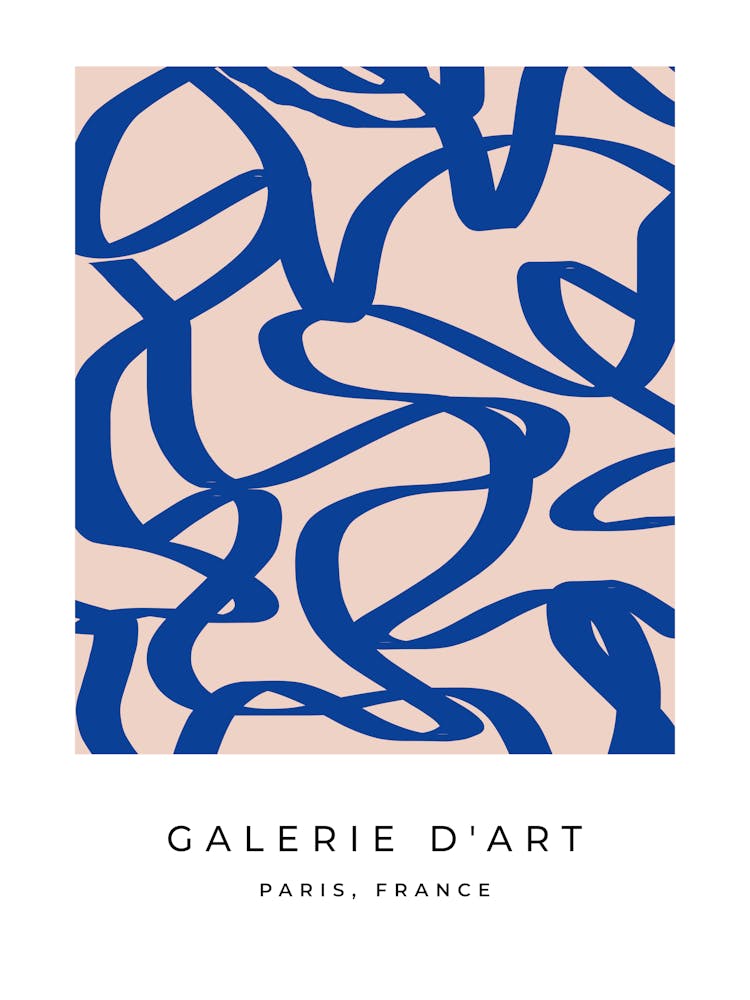 Mid Century Modern Abstract Lines Blue