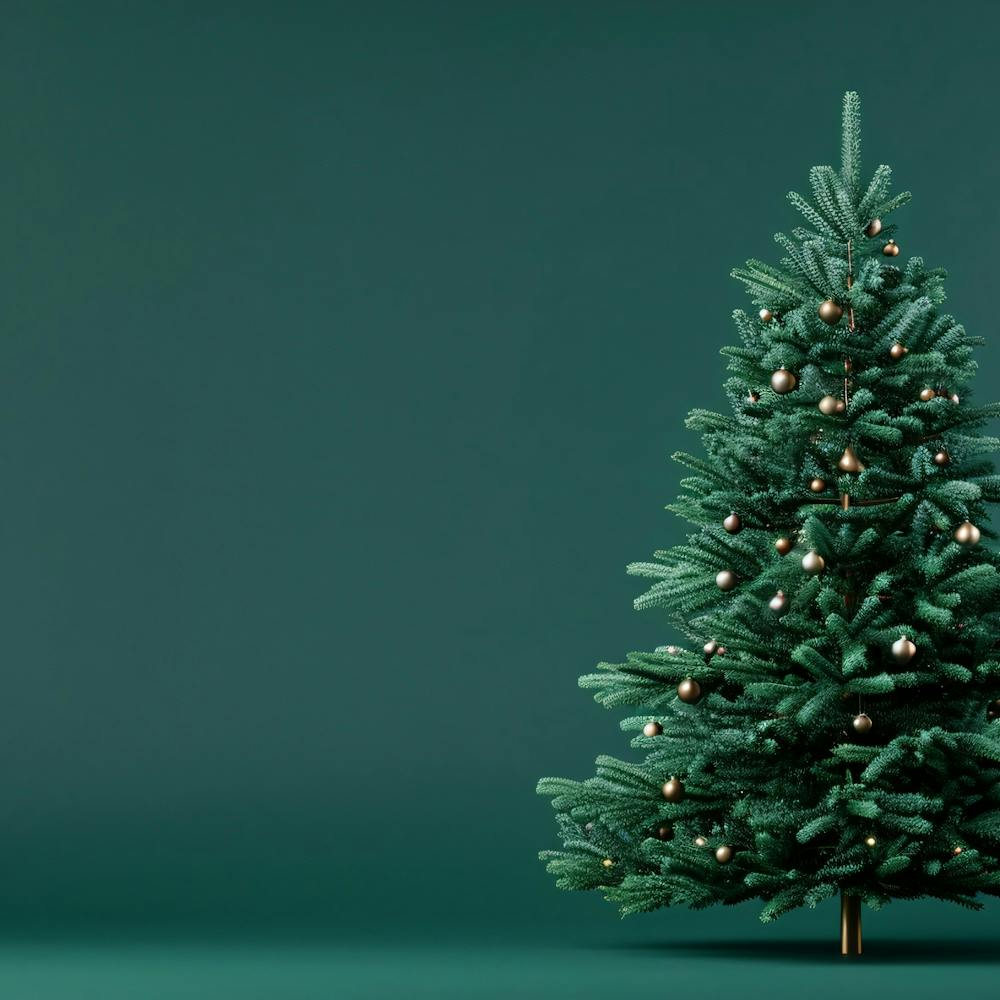 Christmas Tree On Green Background
