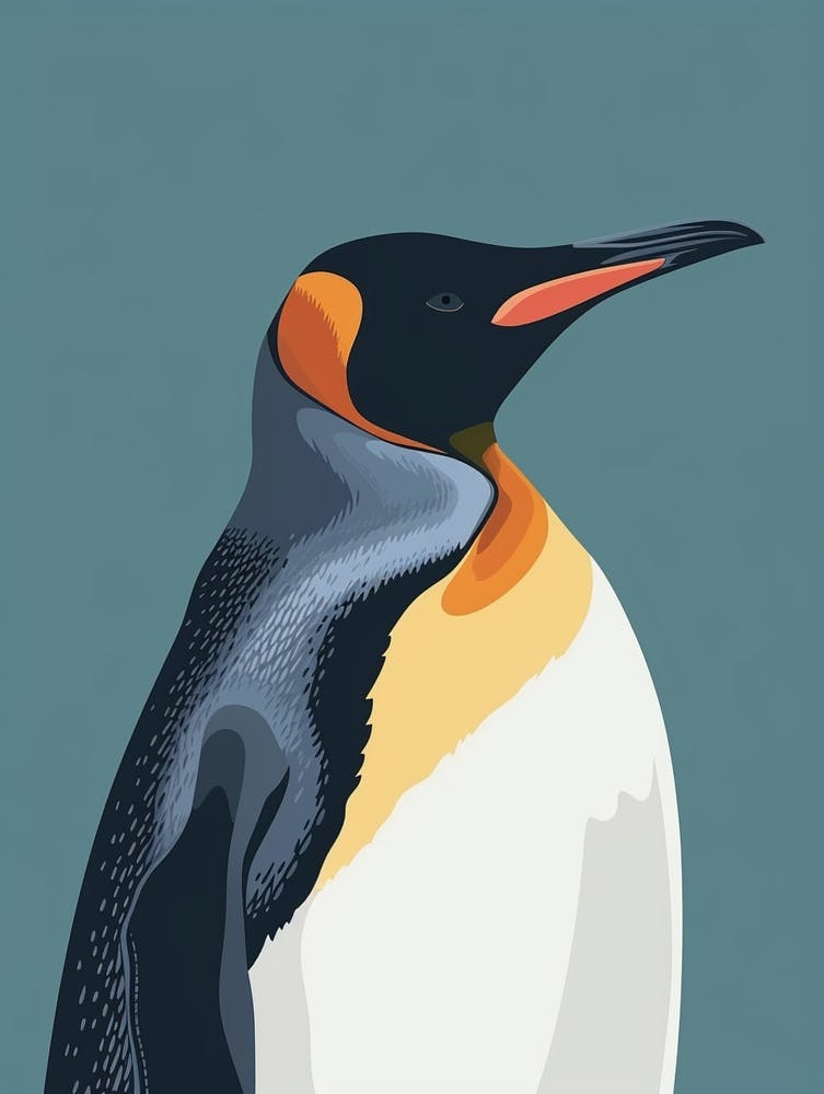 King Penguin Grytviken Minimalist Illustration 2