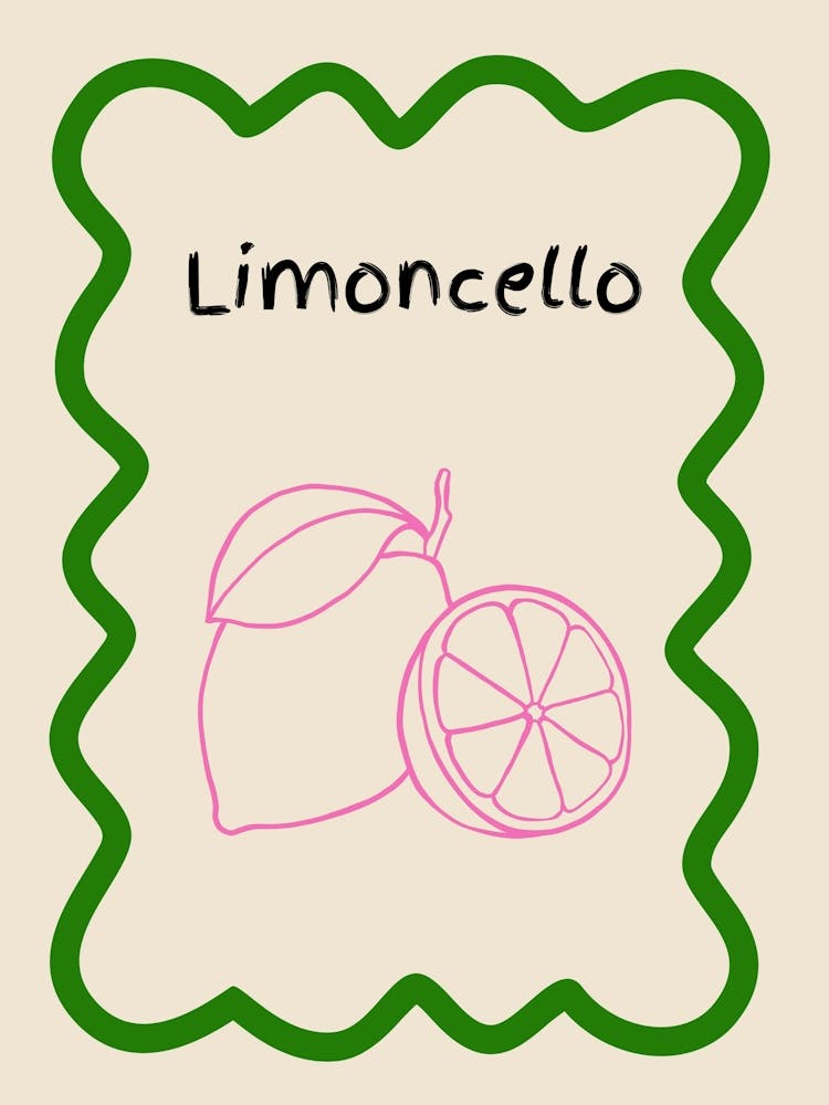Limoncello Doodle Poster Green & Pink