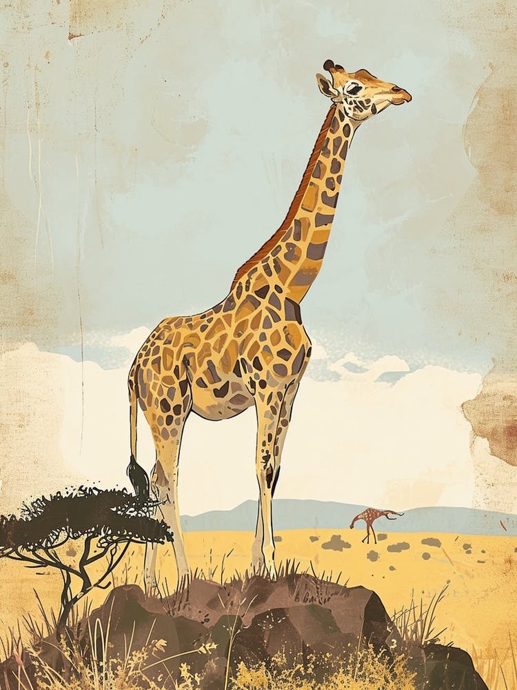 Modern Illustration Of A Giraffe In The Nature 2