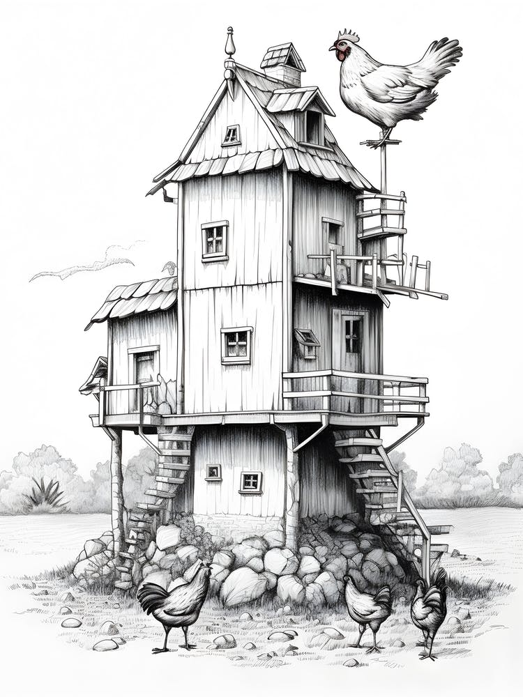 Chicken House Drawing Art