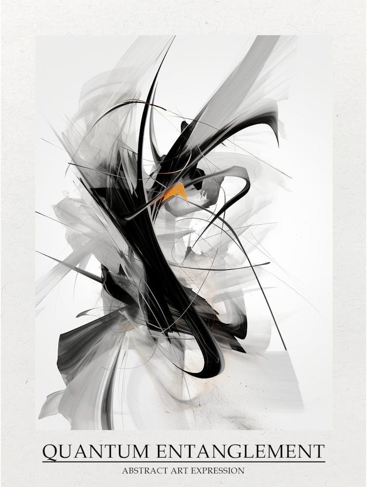 Quantum Entanglement Abstract Black And White 12 Poster