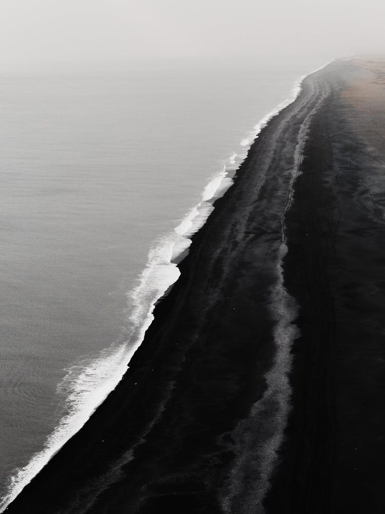 Abstract Iceland Misty Black Shoreline
