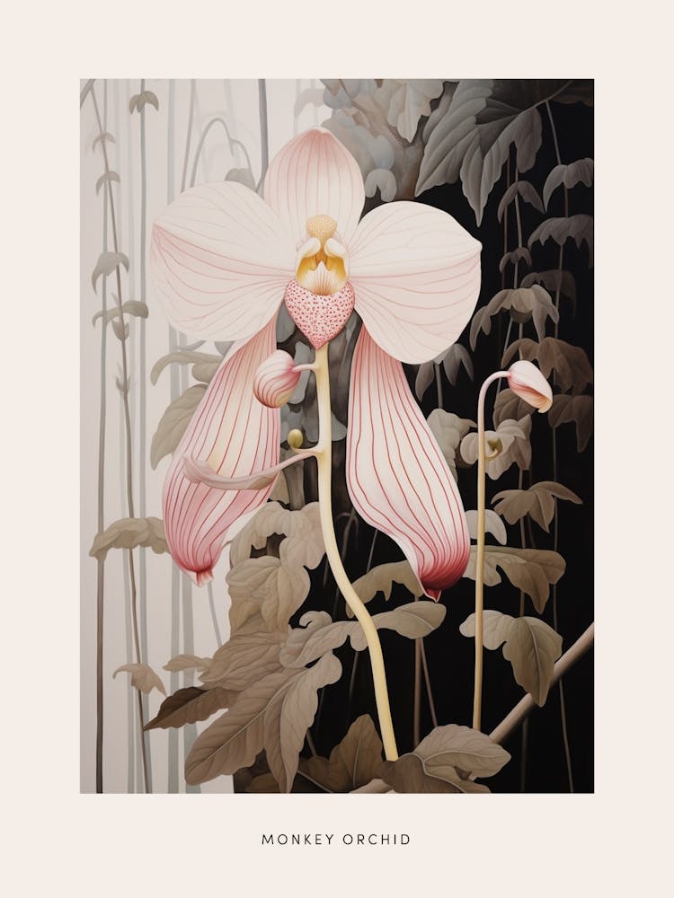 Flower Illustration Monkey Orchid 3 Poster