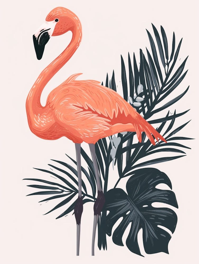 Andean Flamingo And Monstera Deliciosa Boho Print 3