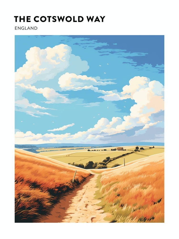 The Cotswold Way England 7 Hiking Trail Landscape Poster