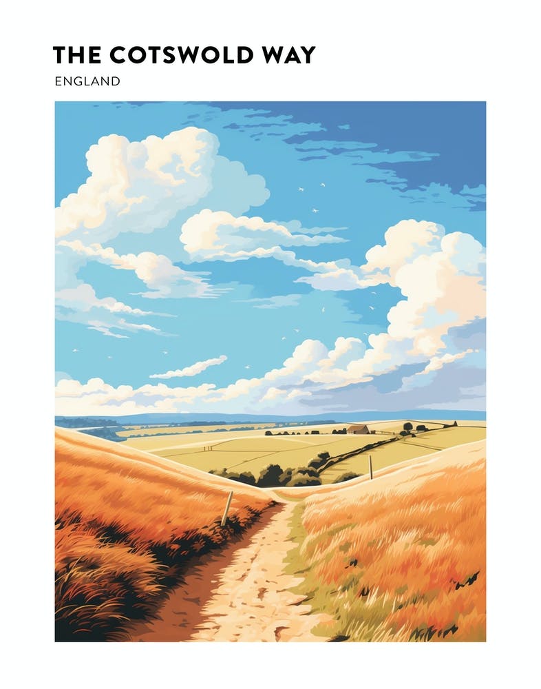 The Cotswold Way England 7 Hiking Trail Landscape Poster