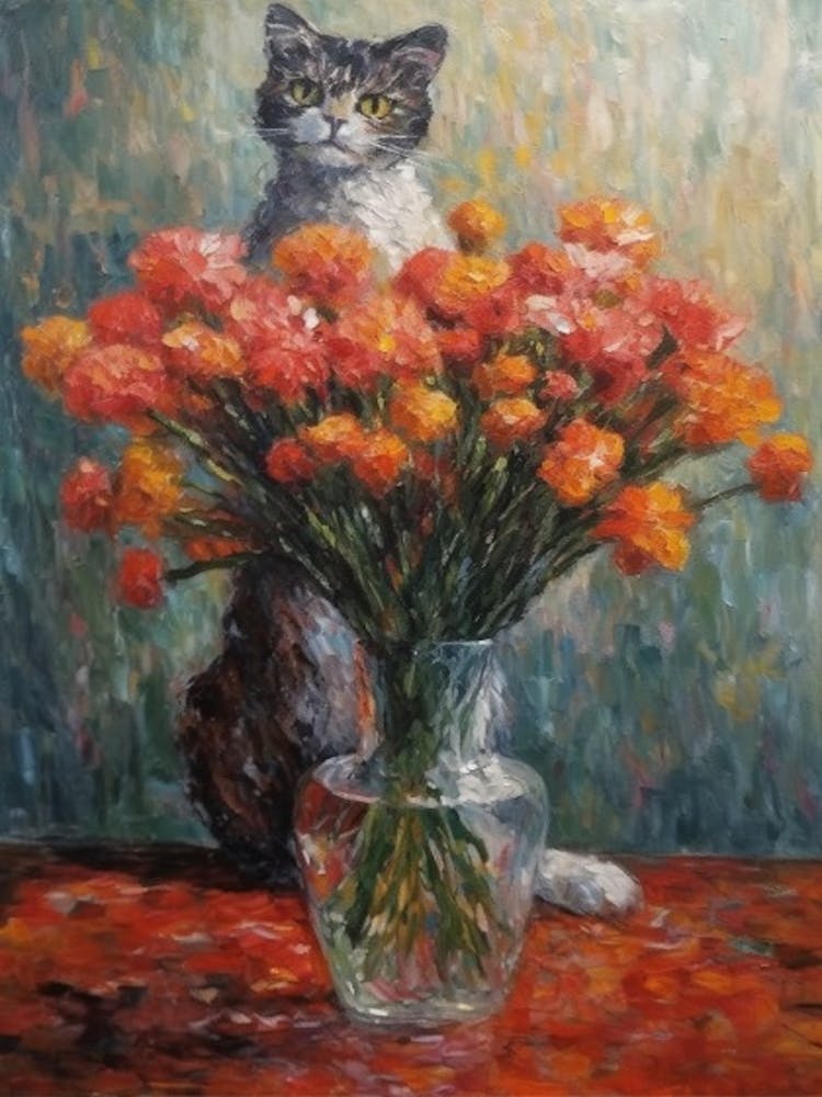 Carnations With A Cat 3