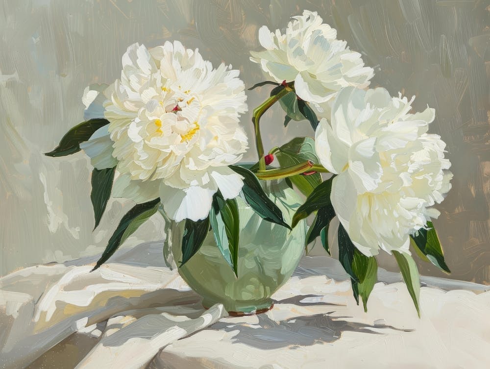 White Peonies In A Vase