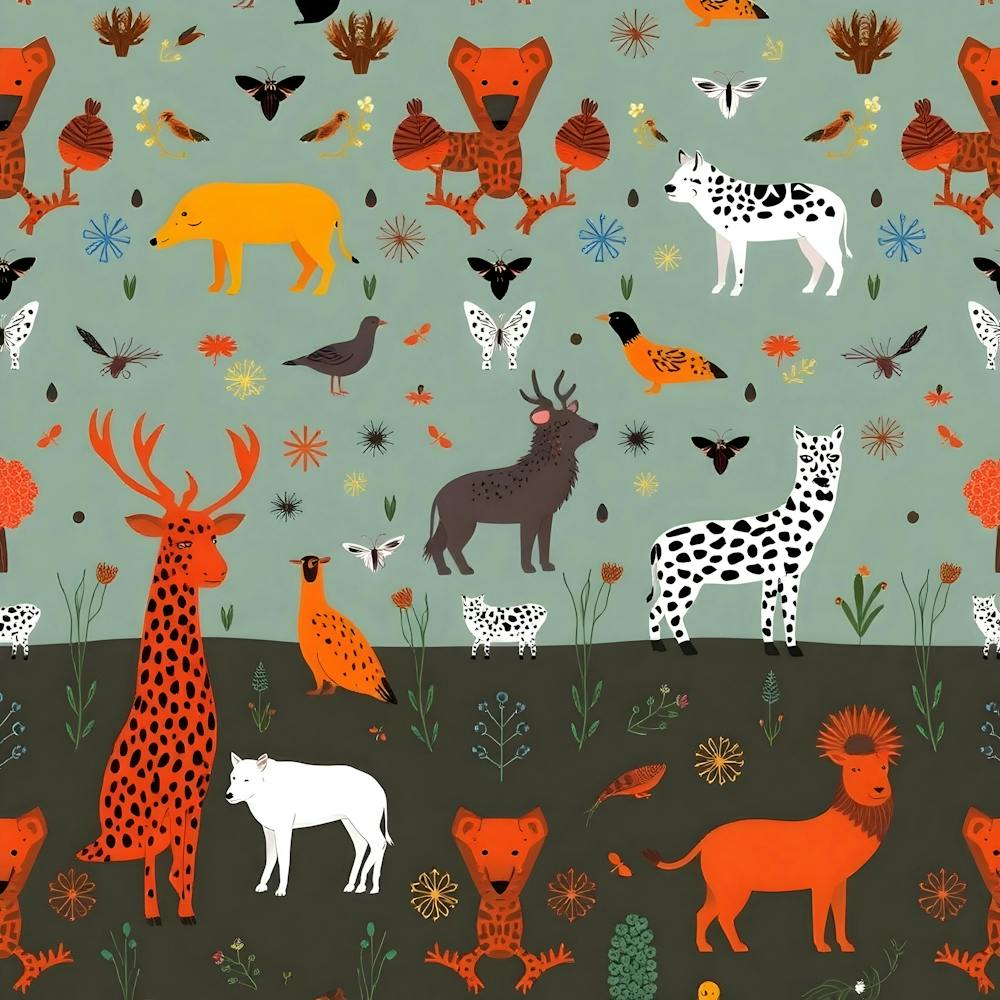 Wild Animals Seamless Pattern