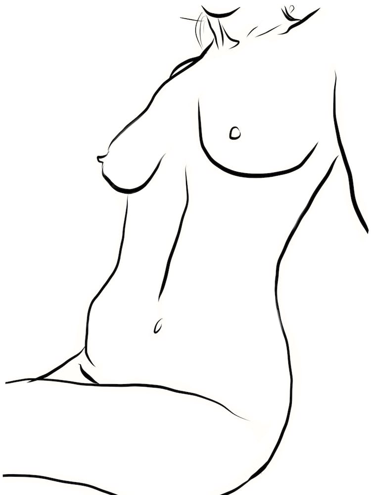 Torso Nude Line Drawing