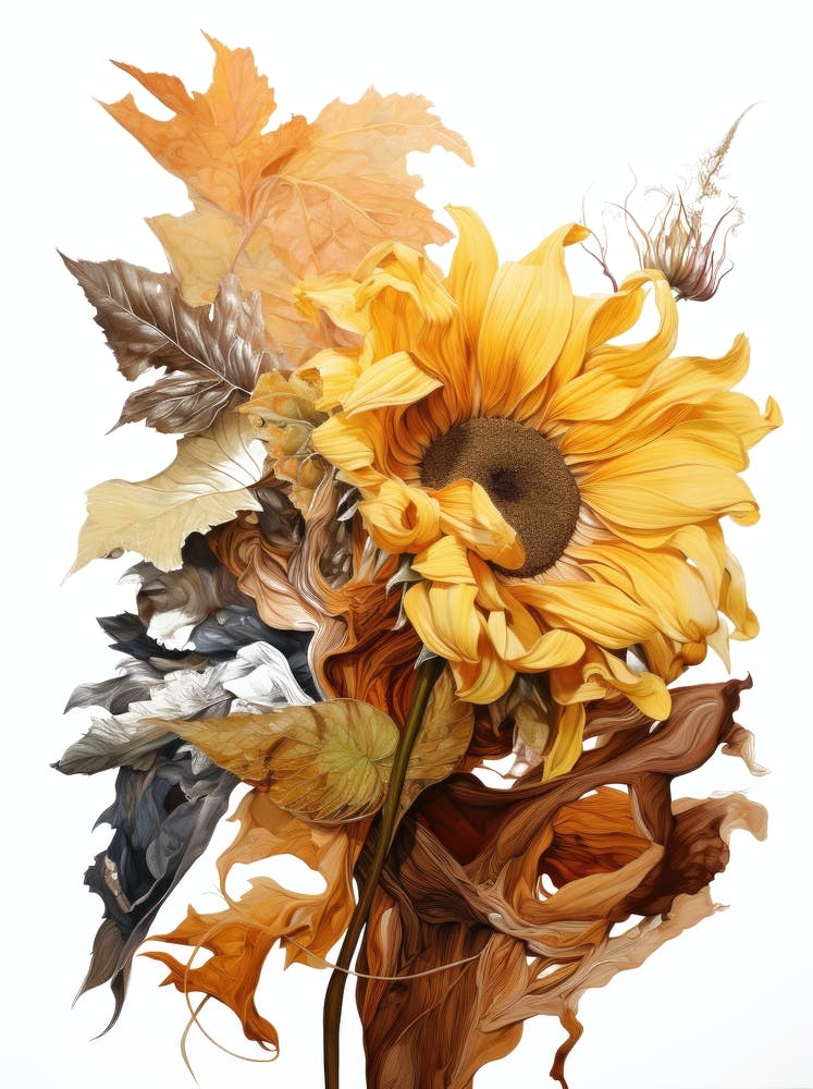 Sunflowers And Leaves