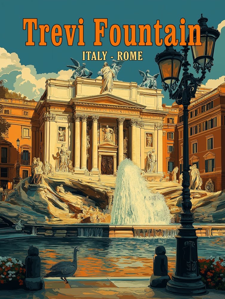 Trevi Fountain, Rome - Vintage Poster