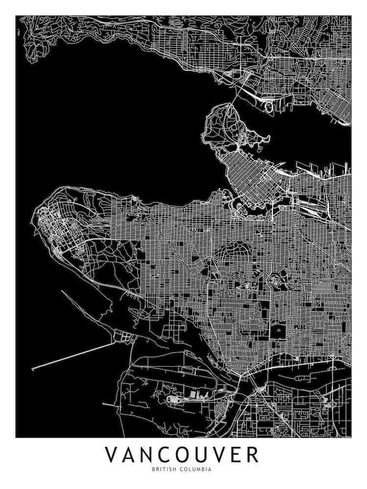 Vancouver Black And White Map