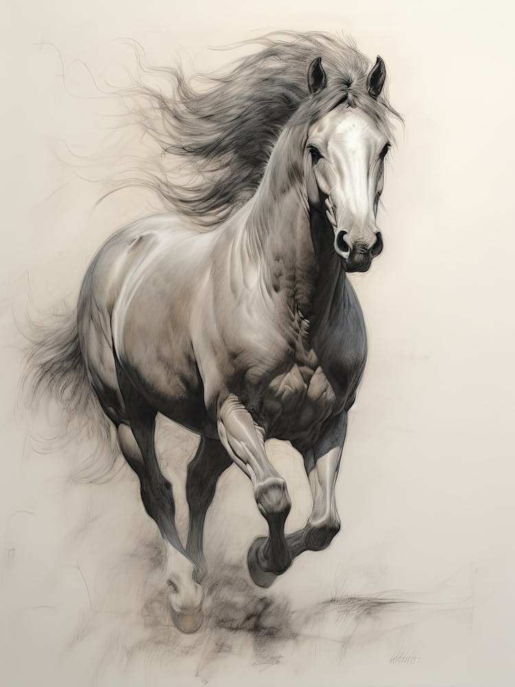 A Horse Painting In The Style Of Grisaille 1