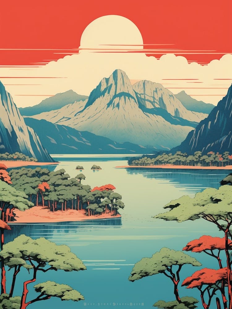 Lake Mashu, Japan Vintage Travel Art 3